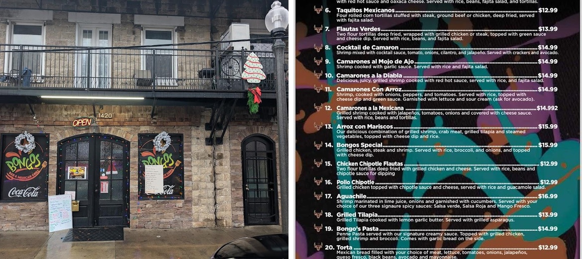 Bongos Bar & Mexican Grill Menu
